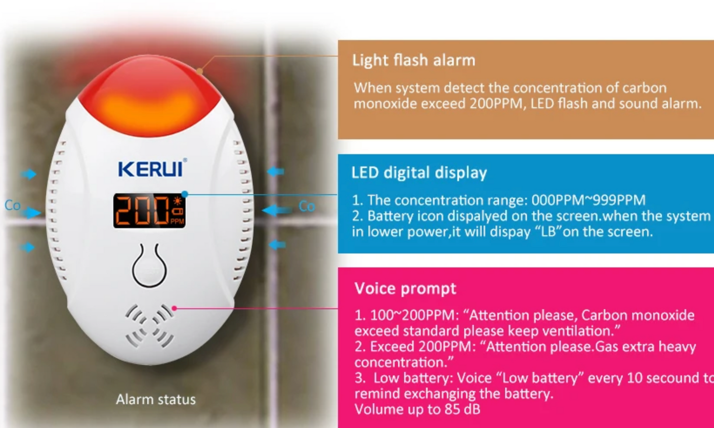 Wireless 85db Alarm Sound natural gas detector