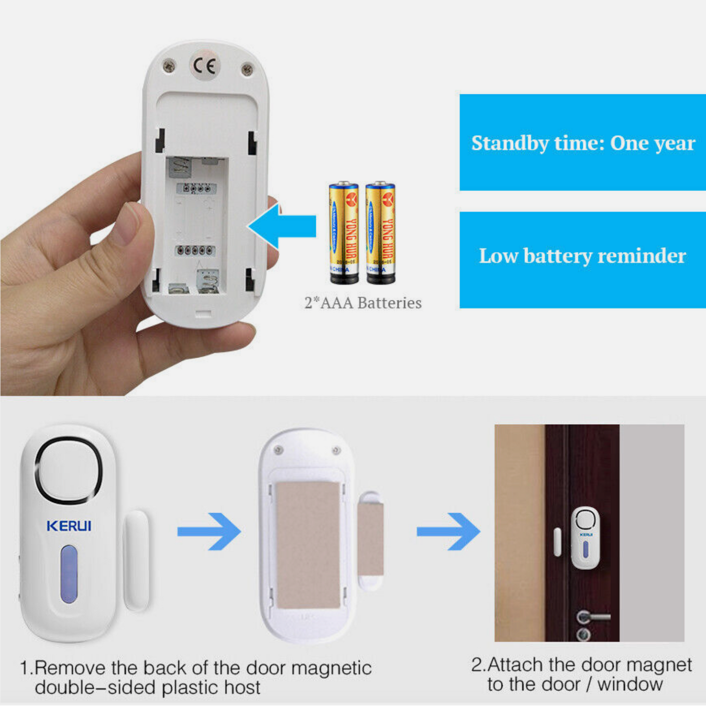 KERUI D2 Wireless Door/Window Alarm Sensor with 120 dB Sound DIY Home Alarm Kit