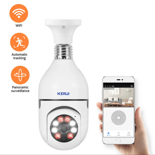 Kerui 1080p Smart Wifi Bulb Camera Motion Detection & Alarm with Phone App