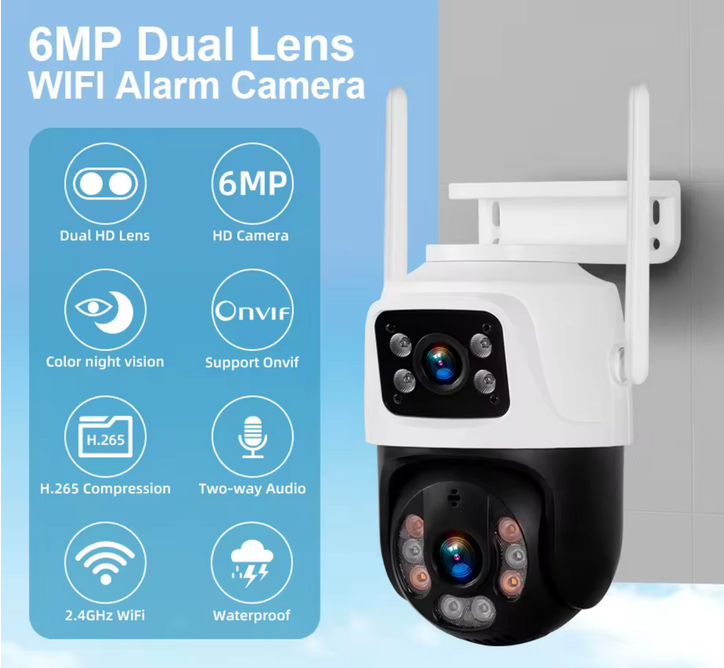 KERUI Dual Lens Outdoor Security Camera 6MP Auto Motion Tracking & Alarm Wifi CCTV