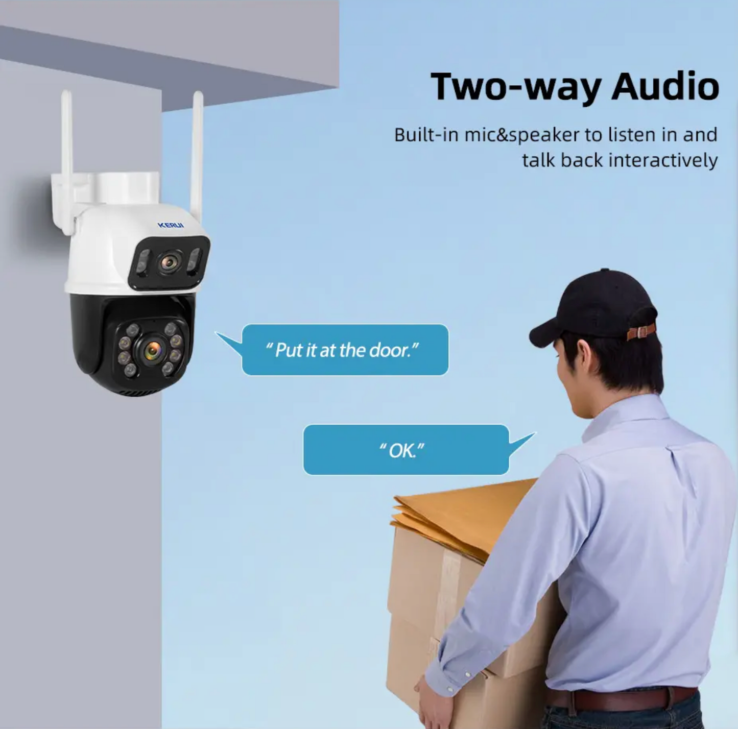 KERUI Dual Lens Outdoor Security Camera 6MP Auto Motion Tracking & Alarm Wifi CCTV