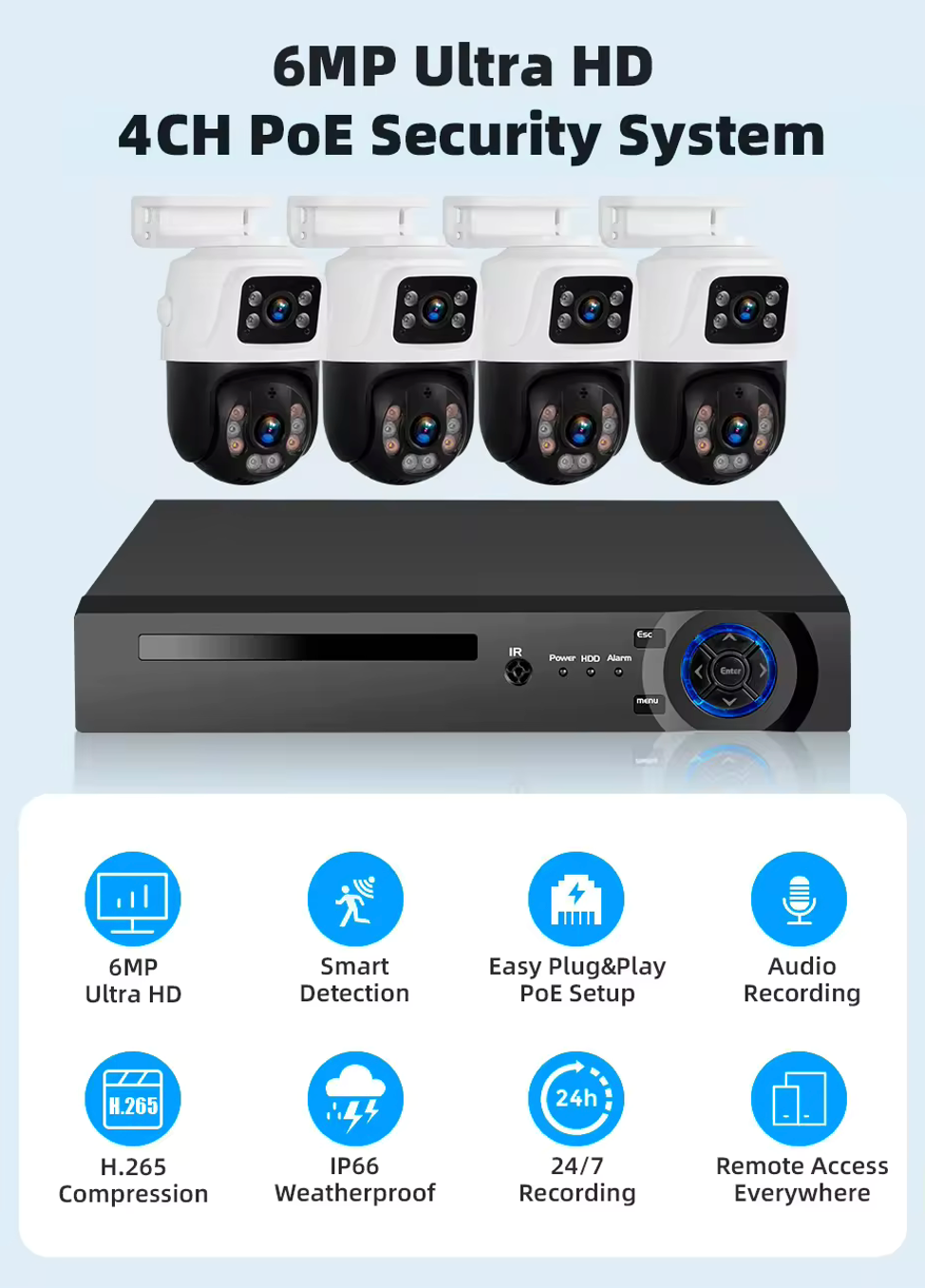 KERUI 6MP Network Camera Dual Screen IP CCTV Surveillance System POE Cameras NVR System PTZ Outdoor Wifi Cameras Security System