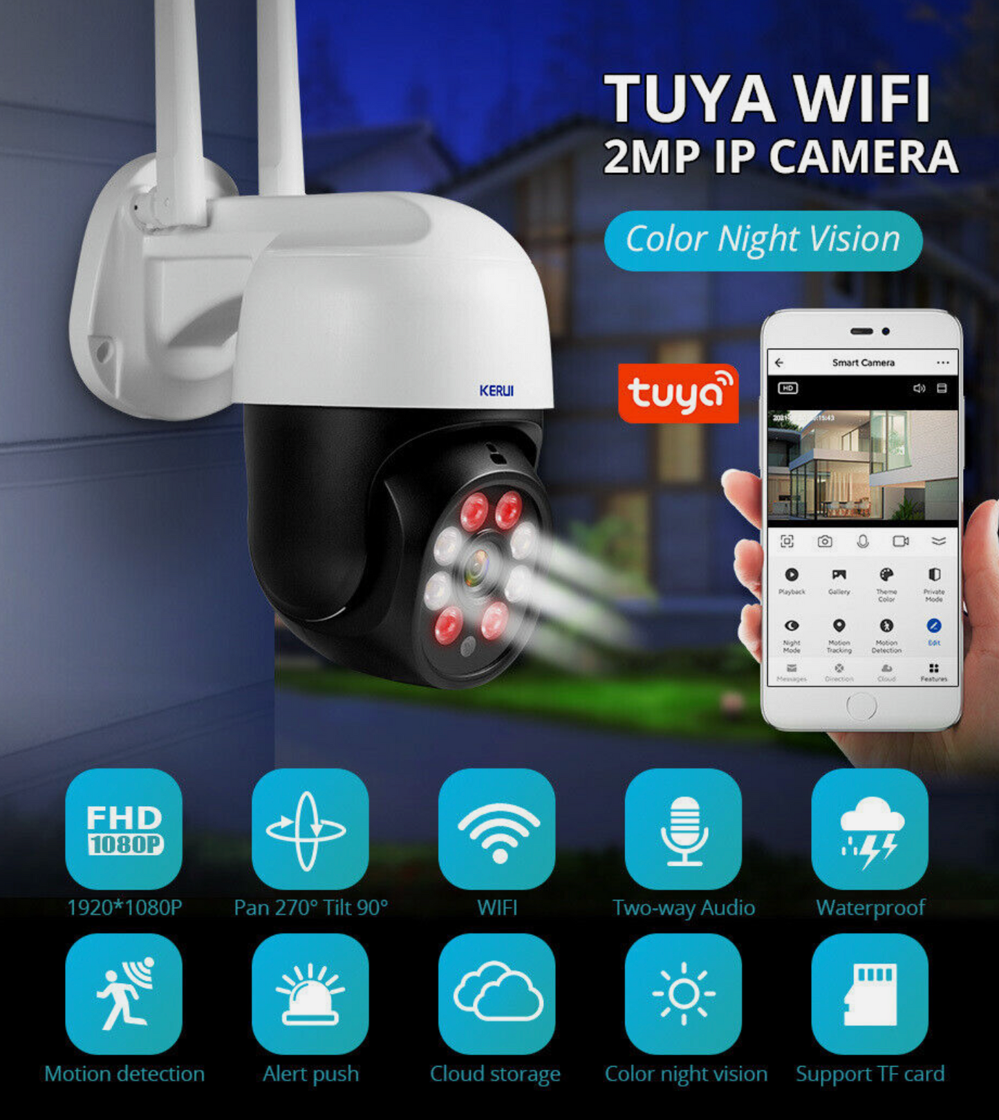 Tuya 1080P IP Camera WIFI Outdoor CCTV